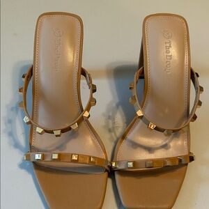 Women's Tan Studded Sandals